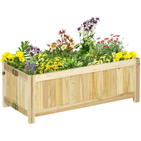 Jardinière sur Pied Pliable bac à Fleurs dim. 70L x 30l x 25H cm Corps Aspect Lattes Bois Sapin pré-huilé