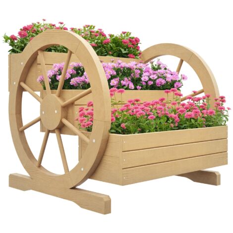 Jardinière sur Pieds Potager 3 Niveaux en Bois avec Roues, 62 x 61 x 57 cm, Carré pour Balcon