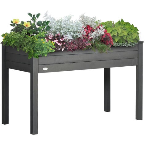 OUTSUNNY Jardinière sur pieds potager dim. 122L x 56l x 76H cm inserts d'irrigation + feutre de drainage inclus bois sapin gris