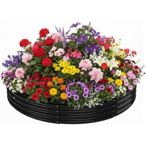 Jardinière surélevée - 107 x 20 cm - Jardinière surélevée avec bordure de sécurité - Jardinière surélevée ronde sans fond en acier galvanisé