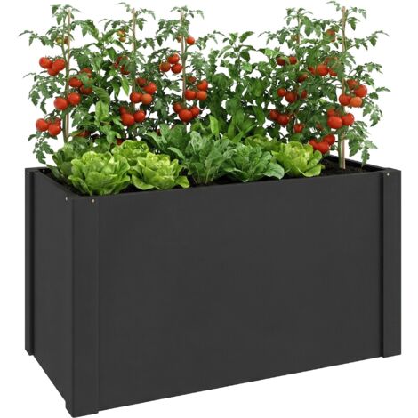 Jardinière surélevée à fond ouvert avec bac de plantation doté d'une barre de renfort et de gants  dimensions : 102 x 52 x 55 cm  noir.
