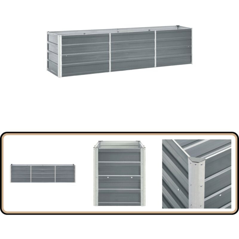 Jardinière surélevée acier galvanisé 240x40x45 cm gris - Jardin Surélevé - Jardinière Acier - Pot De Fleurs Extérieur - Bac De Culture - Plante