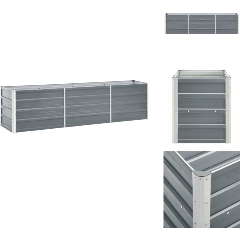 Jardinière surélevée acier galvanisé 240x40x45 cm gris - Jardin Surélevé - Jardinière Acier - Pot De Fleurs Extérieur - Bac De Culture - Plante