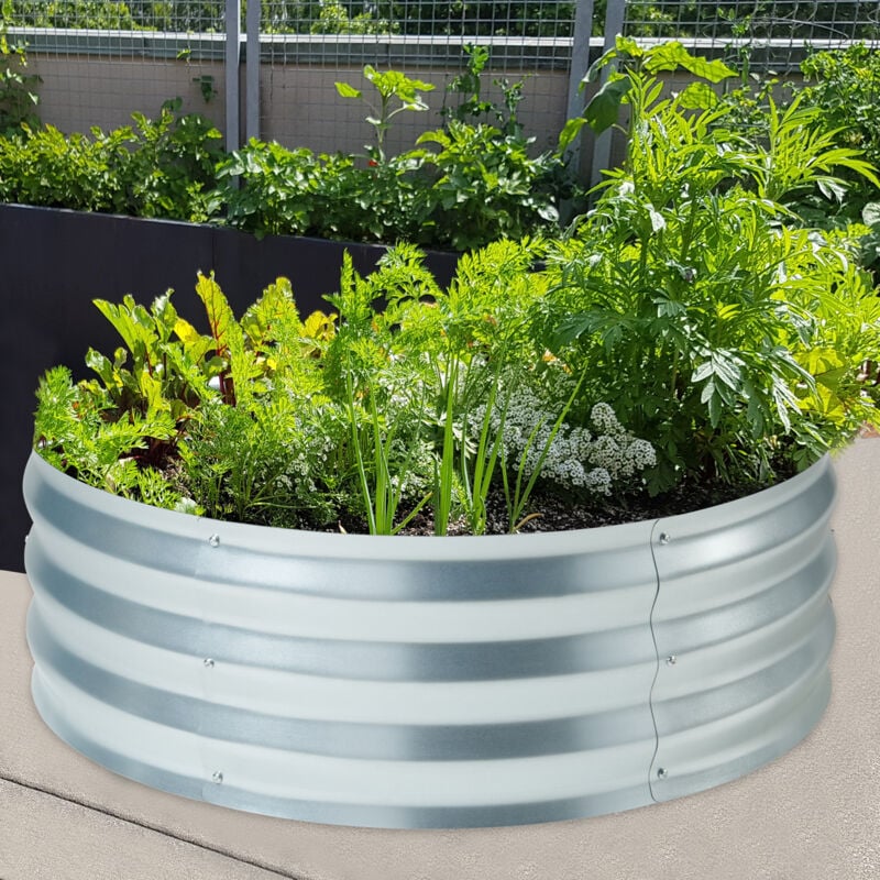 Jardinière surélevée Andrano acier galvanisé 92 x 31 cm argent Casa.pro