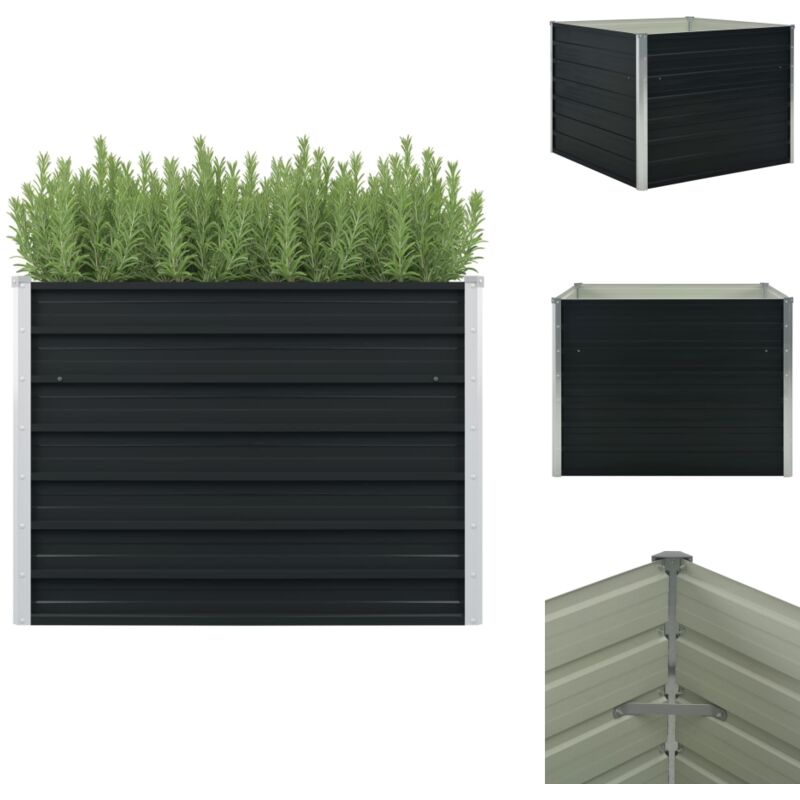 Jardinière surélevée Anthracite 100x100x77 cm Acier galvanisé - Jardin Contemporain - Jardinière Surélevée - Pot De Fleurs Extérieur - Jardinière