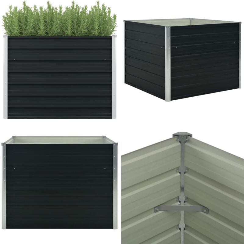 Jardinière surélevée Anthracite 100x100x77 cm Acier galvanisé - Jardin Contemporain - Jardinière Surélevée - Pot De Fleurs Extérieur - Jardinière