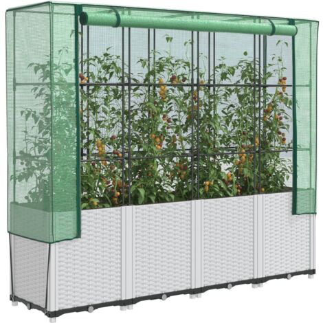 Jardinière surélevée avec housse aspect rotin 160x40x153 cm vidaXL