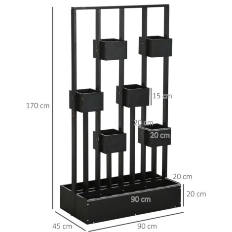 Jardinière surélevée avec treillis en bois pour plantes, légumes, fleurs ou herbes aromatiques, dim. 90L x 45L x 170H cm