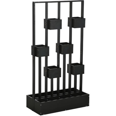 Jardinière surélevée avec treillis en bois pour plantes, légumes, fleurs ou herbes aromatiques, dim. 90L x 45L x 170H cm