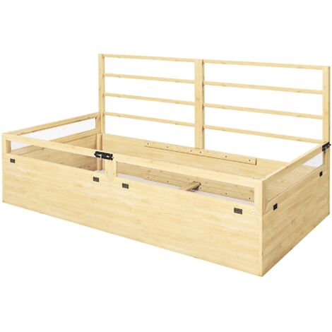 Jardinière surélevée avec treillis, jardinière en bois naturel, bac à fleurs pour jardin ou balcon, 183 x 98,5 x 95 cm
