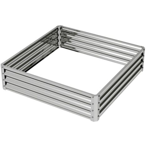 Jardinière surélevée, bac à fleurs, potager, jardinière à herbes aromatiques pour jardin, terrasse, balcon, acier, argenté, 120 x 120 x 30 cm