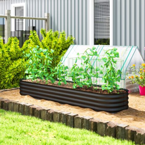 Jardinière surélevée carré potager de jardin en acier modulable pour légumes. plantes. fleurs. dim. 240 x 62 x 30cm