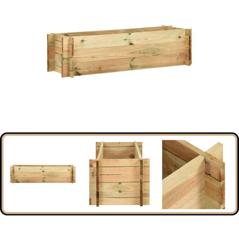 Jardinière surélevée de légumes Bois de pin imprégné 120 cm - Jardinierre En Bois - Jardinière Surélevée - Pots De Fleurs Exterieur - Pot De Fleurs