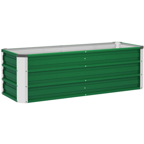 Jardinière surélevée en acier avec gants 125 x 47 x 40 cm, couleur verte, pour légumes et fleurs