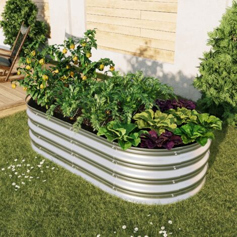 Jardinière Surélevée en Acier Galvanisé, 4x2x1 ft, Robuste, Antirouille, Bac à Plantes pour Jardin Extérieur