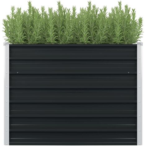 ALMI Jardinière surélevée en acier galvanisé, couleur anthracite, dimensions de 100x100x77 cm