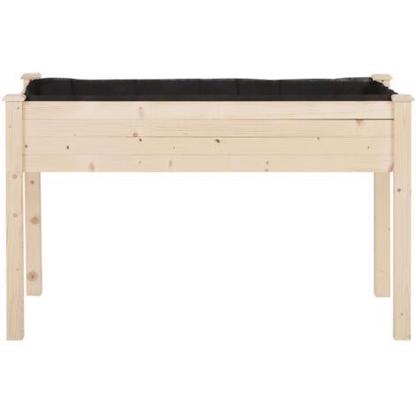 Jardinière surélevée en bois de sapin massif 122x56x76 cm avec inserts d'irrigation et feutre de drainage