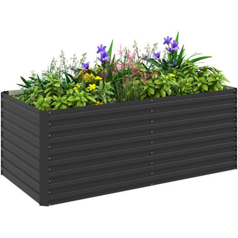 Jardinière surélevée galvanisée rectangulaire extérieur fond ouvert 160x80x60 cm gris