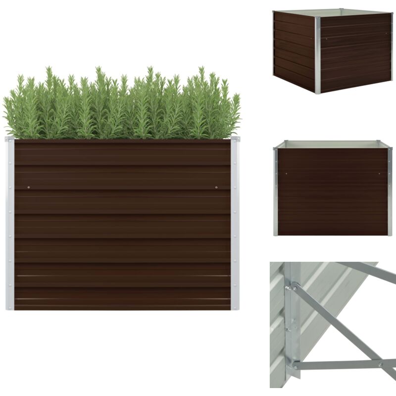 Jardinière surélevée Marron 100x100x77 cm Acier galvanisé - Jardin Contemporain - Jardinière Surélevée - Pot De Fleurs Extérieur - Jardinière Acier