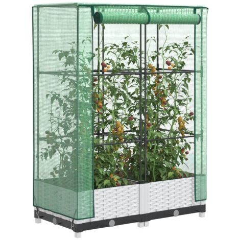 Jardinière surélevée-Pot de fleur avec housse aspect rotin 80x40x123 cm 319135