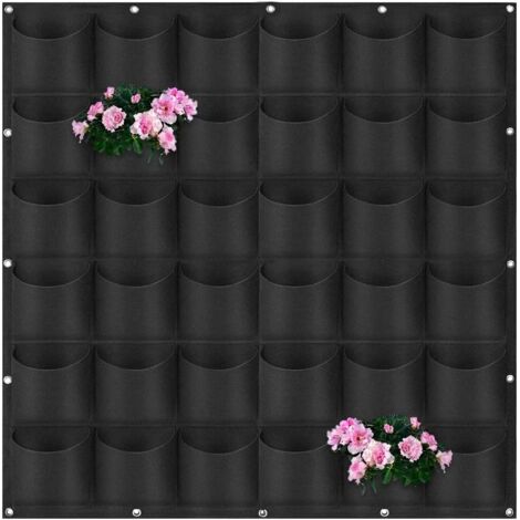Jardinière suspendue verticale – 36 compartiments – 100 x 100 cm – Pour l'extérieur et l'intérieur – Mur de jardin, balcon ou clôture – Feutre respirant – Idéale pour les légumes, les herbes aromatiqu