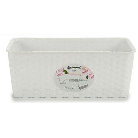 JARDINIERE TRESSÉE EN RÉSINE 30CM - BLANC 5JAR974BC