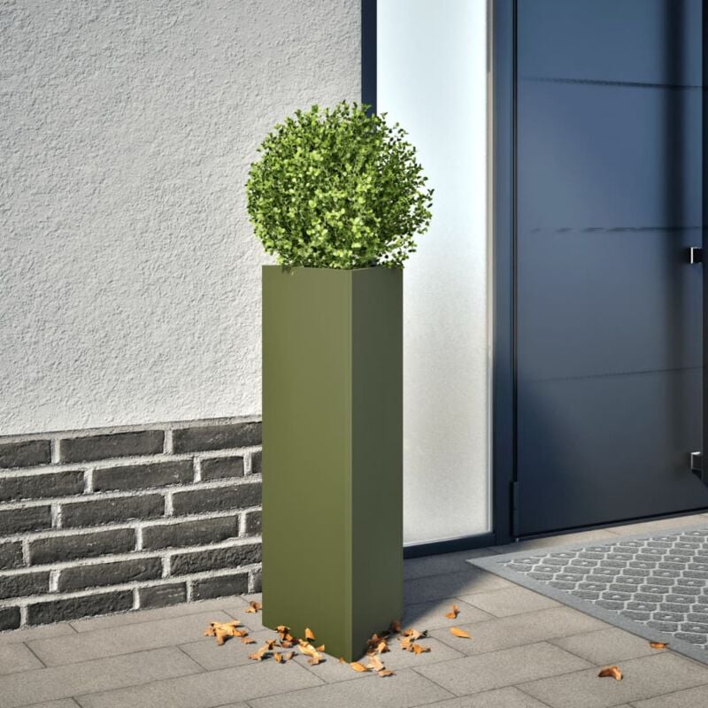 Vidaxl - Jardinière vert olive triangulaire 30x26x75 cm acier
