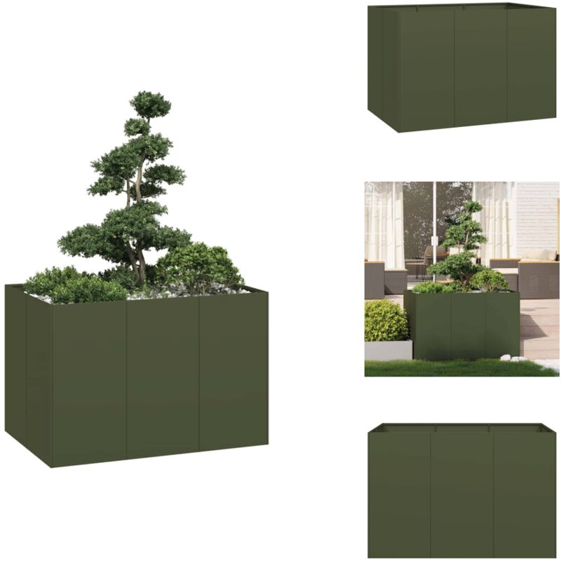 Vidaxl - Jardinière vert olive 120x80x80 cm acier - Jardinière - Jardinières - Pot De Fleurs - Support De Jardinière
