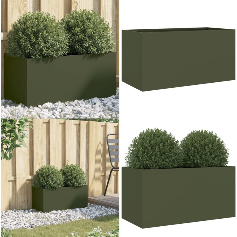 Vidaxl - Jardinière vert olive 62x30x29 cm acier - Jardin - Jardinière - Pot De Fleurs - Extérieur - Balcon - Home & Living