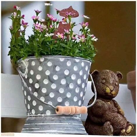 Jardinière vintage en métal poli, 1 pièce - Seau rustique en fer avec trous de drainage, idéale pour les plantes succulentes et les petites plantes - Idéale pour les jardins intérieurs/extérieurs, les