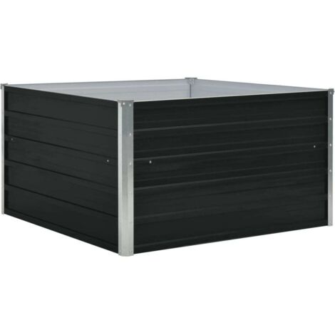 Jardinière，Bac à fleurs，Pot de fleurs 100 x 100 x 45 cm Acier galvanisé Anthracite CFW74314