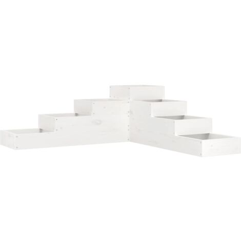 Jardinière，Bac à fleurs，Pot de fleurs 4 niveaux 106x104,5x36 cm blanc bois de pin massif CFW54729
