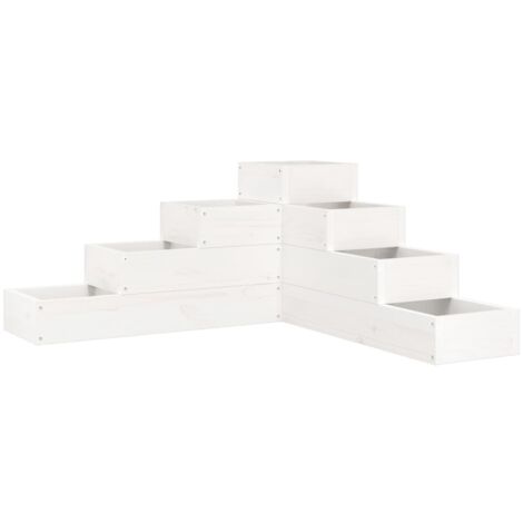 Jardinière，Bac à fleurs，Pot de fleurs 4 niveaux 80,5x79x36 cm blanc bois de pin massif CFW93437