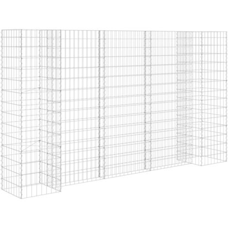 Jardinière，Bac à fleurs，Pot de fleurs à gabion en H Fil d'acier 260x40x150 cm CFW86764