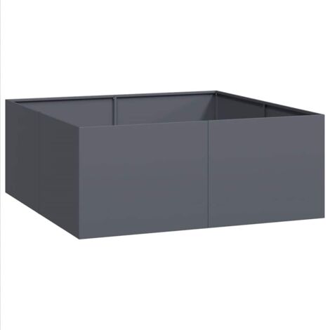 Jardinière，Bac à fleurs，Pot de fleurs anthracite 100x100x40 cm acier CFW83975