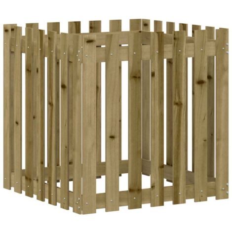 Jardinière，Bac à fleurs，Pot de fleurs avec design de clôture 70x70x70 cm pin imprégné CFW94260