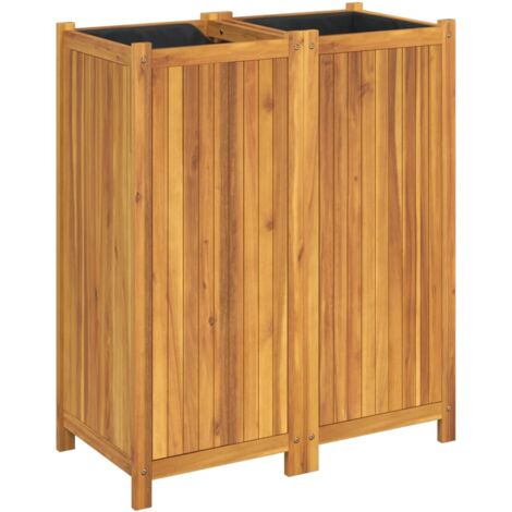 Jardinière，Bac à fleurs，Pot de fleurs avec doublure 84x42x100 cm bois massif d'acacia CFW61129