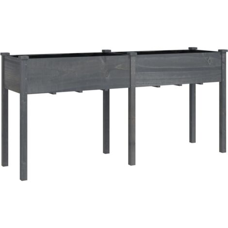 Jardinière，Bac à fleurs，Pot de fleurs avec doublure gris 161x45x76 cm bois massif de sapin CFW81827
