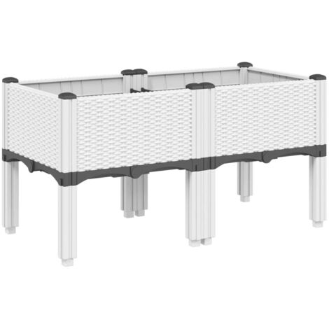 Jardinière，Bac à fleurs，Pot de fleurs avec pieds blanc 80x40x42 cm PP CFW37274