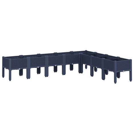 Jardinière，Bac à fleurs，Pot de fleurs avec pieds bleu gris 200x160x42 cm PP CFW89765