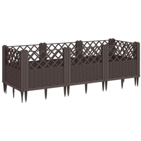 Jardinière，Bac à fleurs，Pot de fleurs avec piquets marron 123,5x43,5x43,5 cm PP CFW91868