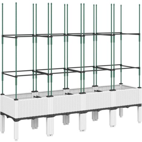 Jardinière，Bac à fleurs，Pot de fleurs avec treillis blanc 160x40x142,5 cm PP CFW73561