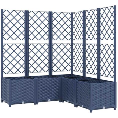 Jardinière，Bac à fleurs，Pot de fleurs avec treillis bleu gris 120x120x136 cm PP CFW25908