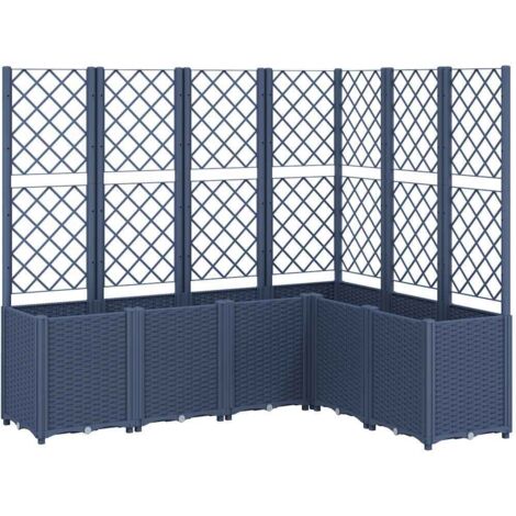 Jardinière，Bac à fleurs，Pot de fleurs avec treillis bleu gris 160x120x140 cm PP CFW19431