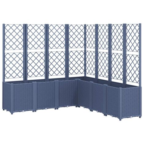 Jardinière，Bac à fleurs，Pot de fleurs avec treillis bleu gris 160x160x140 cm PP CFW68857