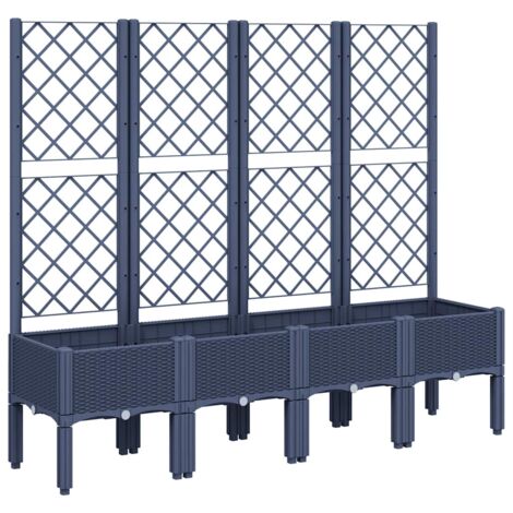 Jardinière，Bac à fleurs，Pot de fleurs avec treillis bleu gris 160x40x142 cm PP CFW63917