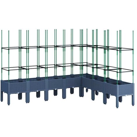 Jardinière，Bac à fleurs，Pot de fleurs avec treillis bleu gris 200x160x142,5 cm PP CFW21331