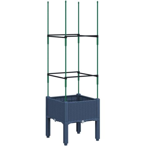 Jardinière，Bac à fleurs，Pot de fleurs avec treillis bleu gris 40x40x142,5 cm PP CFW67150