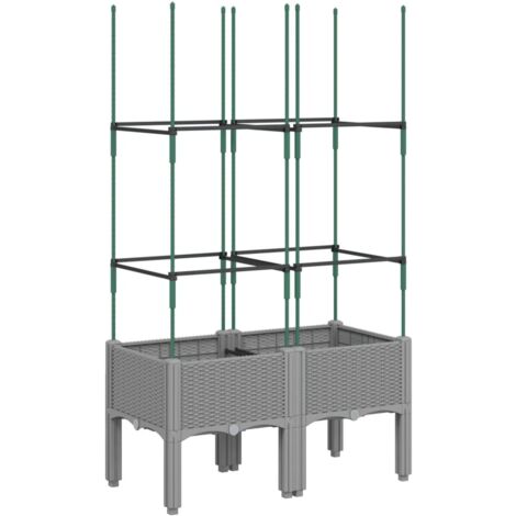 Jardinière，Bac à fleurs，Pot de fleurs avec treillis gris clair 80x40x142,5 cm PP CFW26973