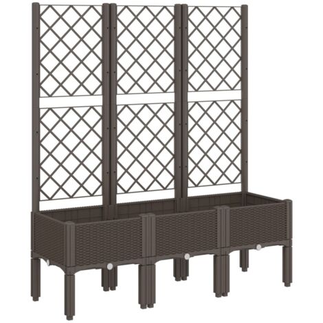 Jardinière，Bac à fleurs，Pot de fleurs avec treillis marron 120x40x142 cm PP CFW99032